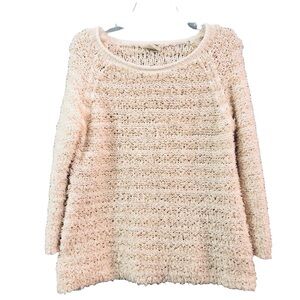 - Anthropologie white fluffy crew sweater